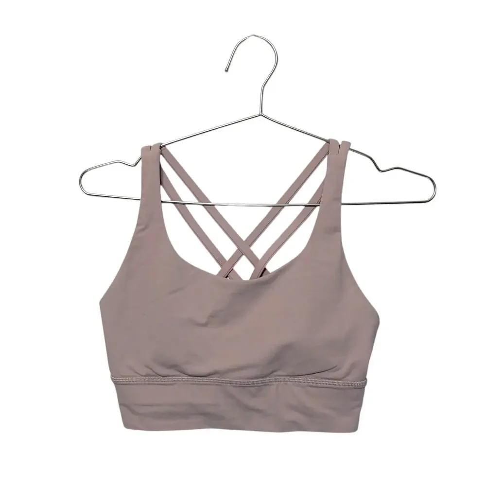 Lululemon Energy Bra Women's Sz 6 Pale Pink Long Line Stretch Sports Yoga Chic